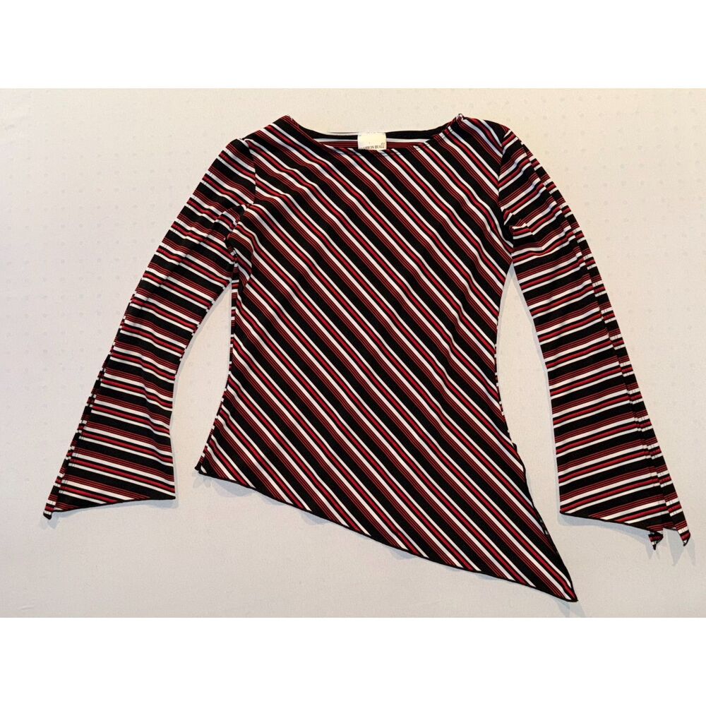 Vintage Fashion Bug Y2K-Style Asymmetrical Striped Top | Size Small
